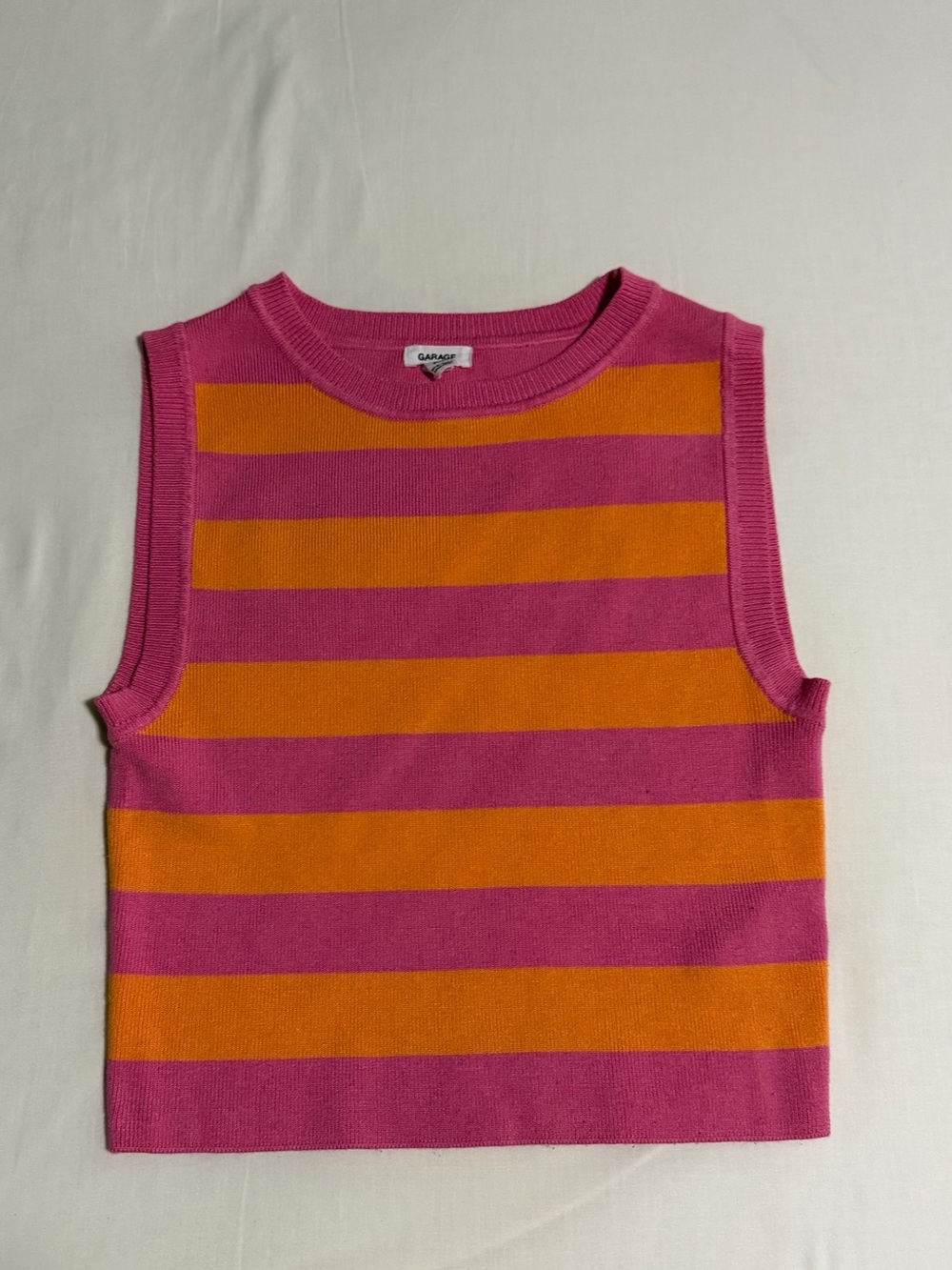Garage Kids Pink and Orange Striped Knit Tank
